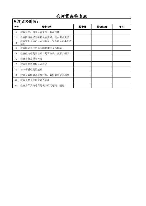 仓库货架检查表 