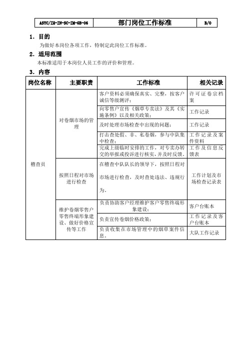 稽查员工作标准 (2)