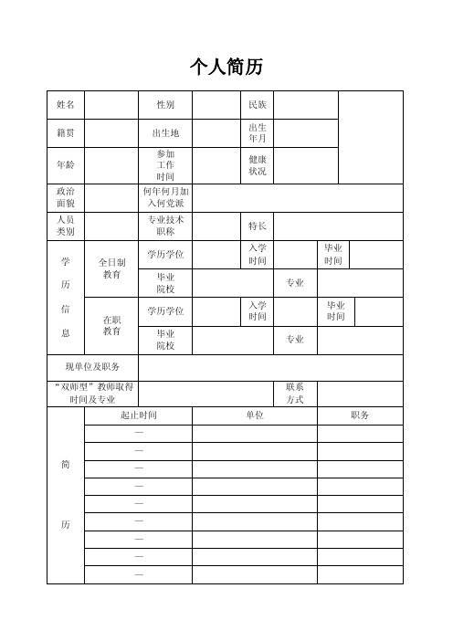 职业教育在职教师简历