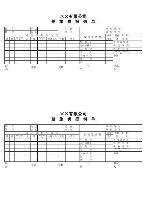 费用报销单excel模版