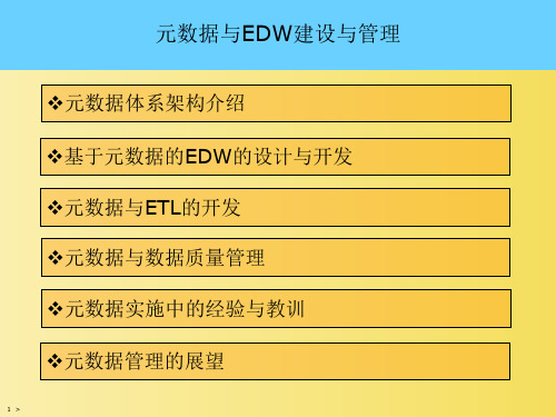 元数据与EDW建设与管理 教学PPT课件