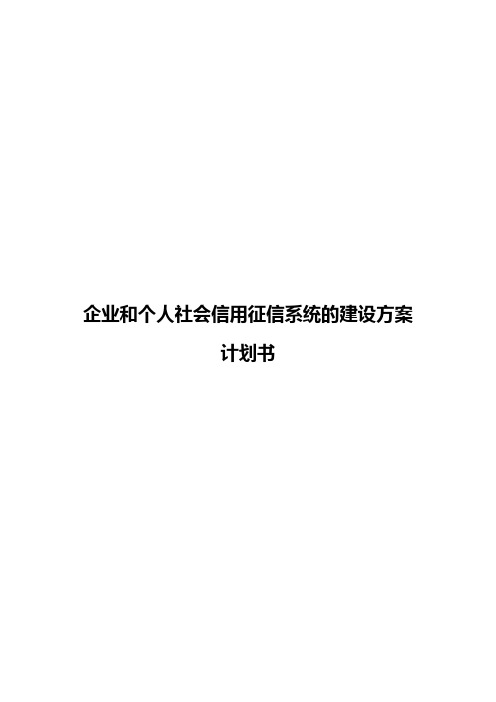 企业和个人社会信用征信系统的建设项目可行性计划书