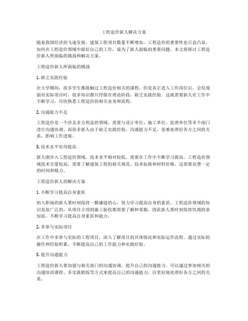 工程造价新人解决方案