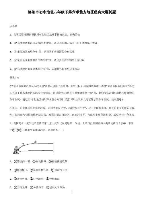 洛阳市初中地理八年级下第六章北方地区经典大题例题