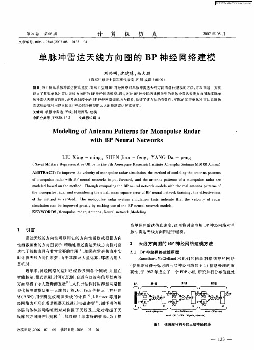 单脉冲雷达天线方向图的BP神经网络建模