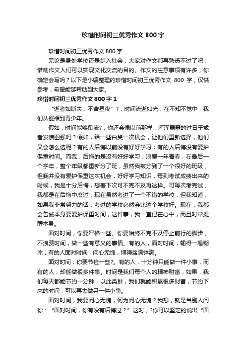 珍惜时间初三优秀作文800字