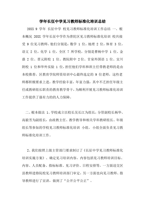 学年长征中学见习教师规范化培训总结