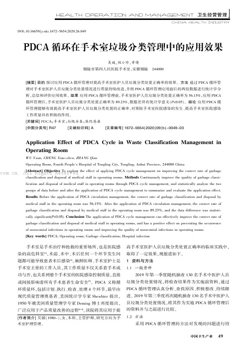 PDCA循环在手术室垃圾分类管理中的应用效果