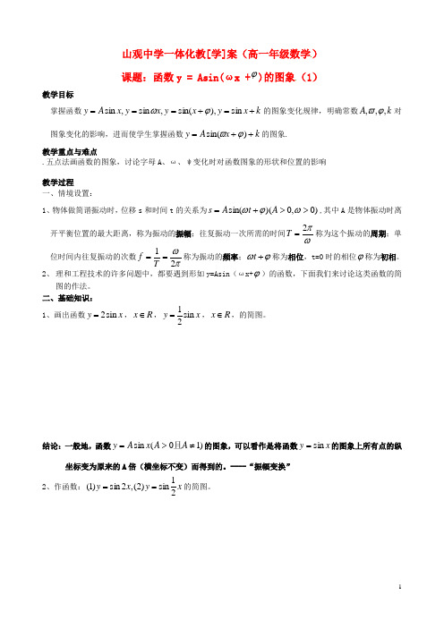 江苏省江阴市山观高级中学高中数学 三角函数期末复习学案1(无答案)新人教版必修4