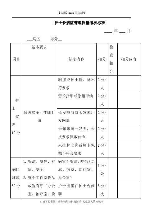 【实用】2020医院制度-病区管理流程