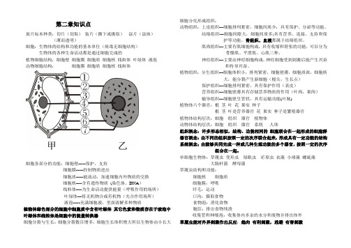 冀教版生物七年级上册第二章知识点