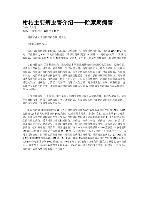 柑桔主要病虫害介绍——贮藏期病害    