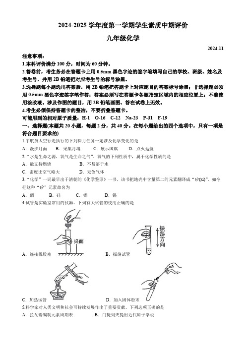 河北省唐山市路北区2024-2025学年九年级上学期11月期中考试化学试卷