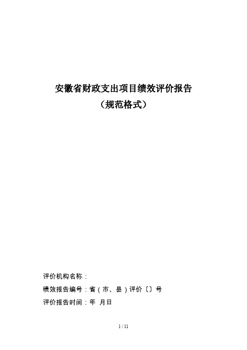 安徽省财政支出项目绩效评价报告