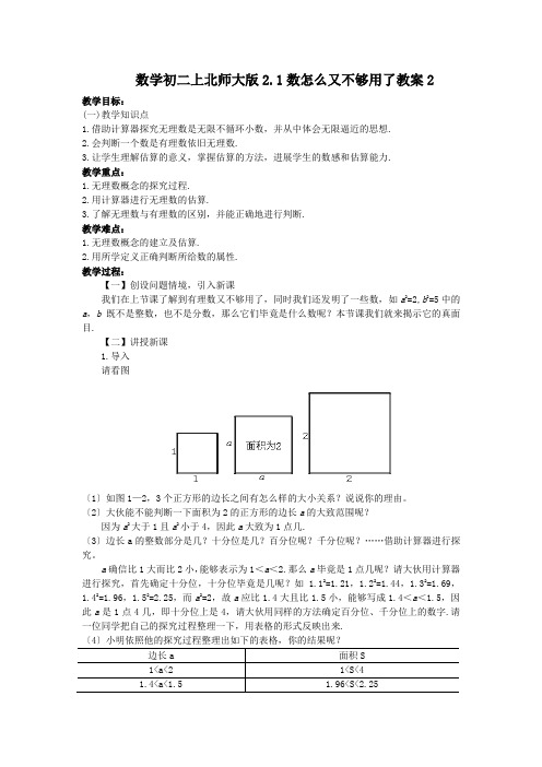 数学初二上北师大版2.1数怎么又不够用了教案2