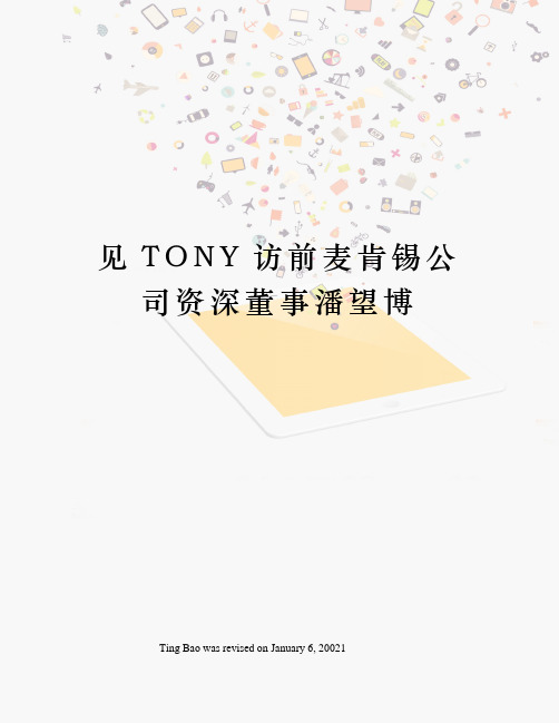 见TONY访前麦肯锡公司资深董事潘望博