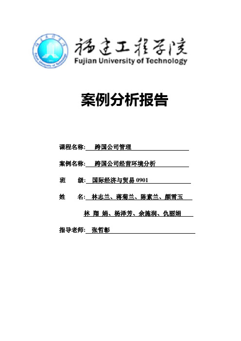 跨国公司经营环境分析 国贸0901班