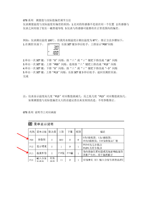 7.汇邦温控仪表GT8系列 测量值与实际值偏差调节方法