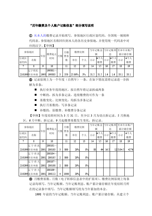 2010历年缴费及个人账户记账信息部分填写说明.doc