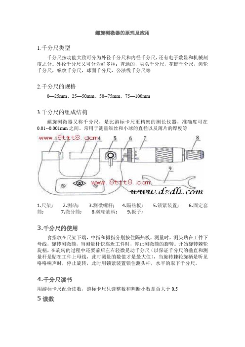 螺旋测微器原理使用方法及读数