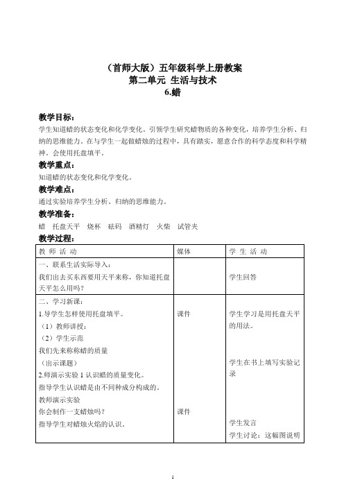 首师大小学科学五上《6.蜡》 教案(3)