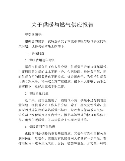 关于供暖与燃气供应报告