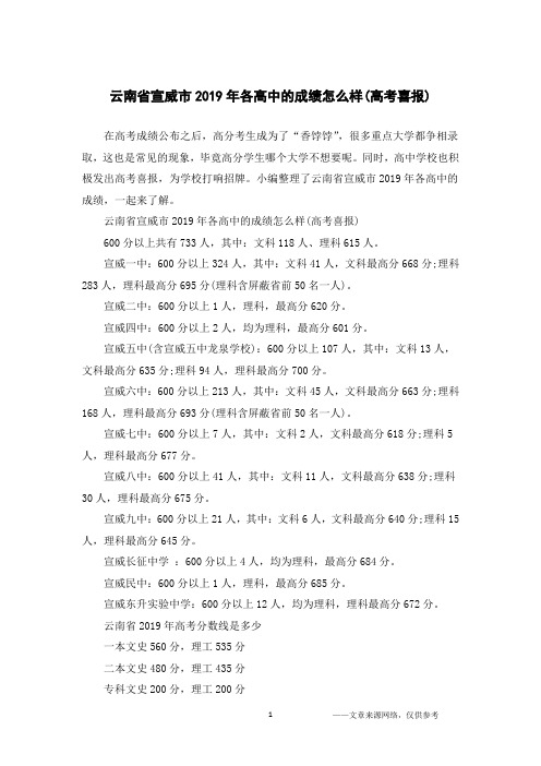 云南省宣威市2019年各高中的成绩怎么样(高考喜报)