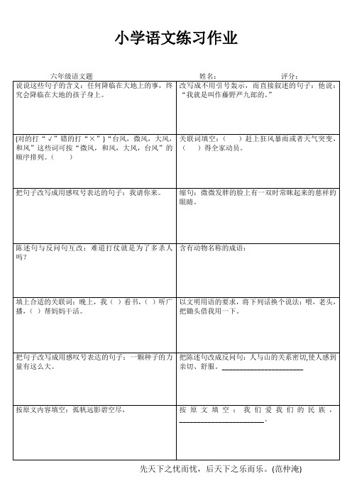 小学六年级语文课堂延伸训练I (63)