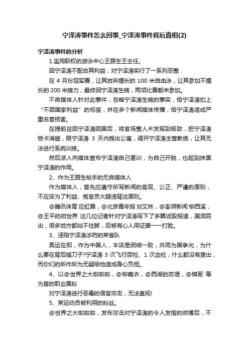 宁泽涛事件怎么回事_宁泽涛事件背后真相（2）