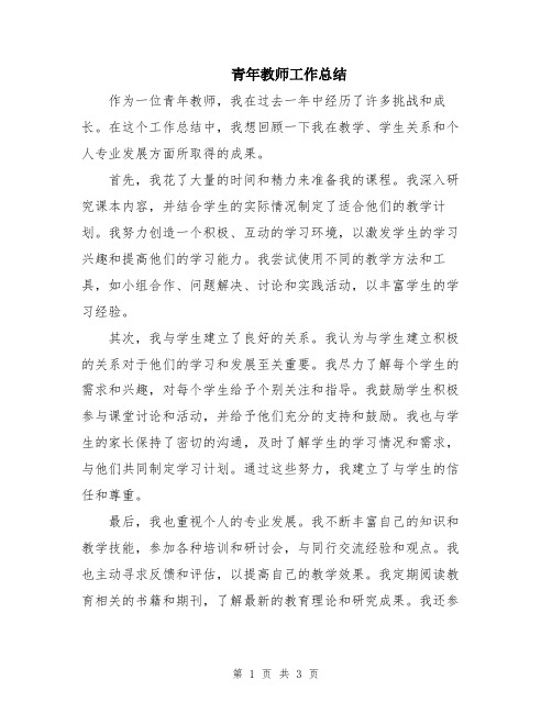 青年教师工作总结