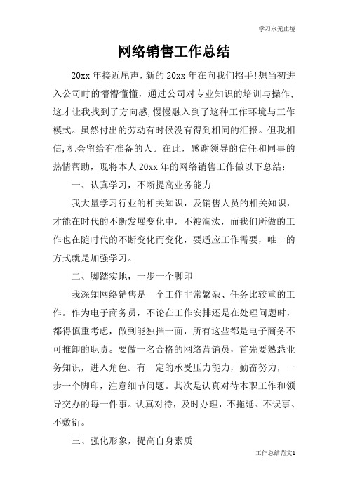 网络销售工作总括性结论及总结性报告_1