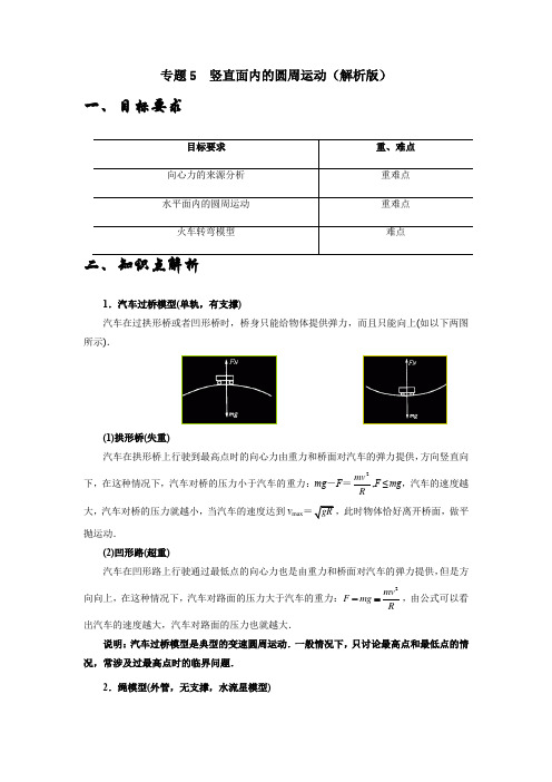 专题 竖直面内的圆周运动 高一物理 (人教版2019)