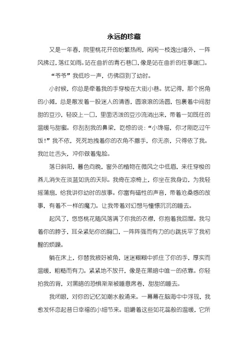 初一作文:永远的珍藏作文700字