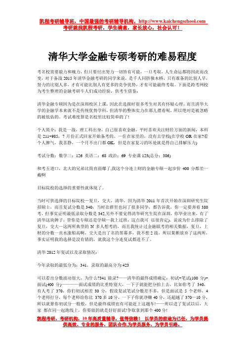 清华大学金融专硕考研的难易程度