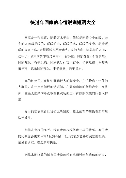 快过年回家的心情说说短语大全