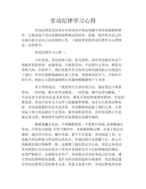 劳动纪律学习心得