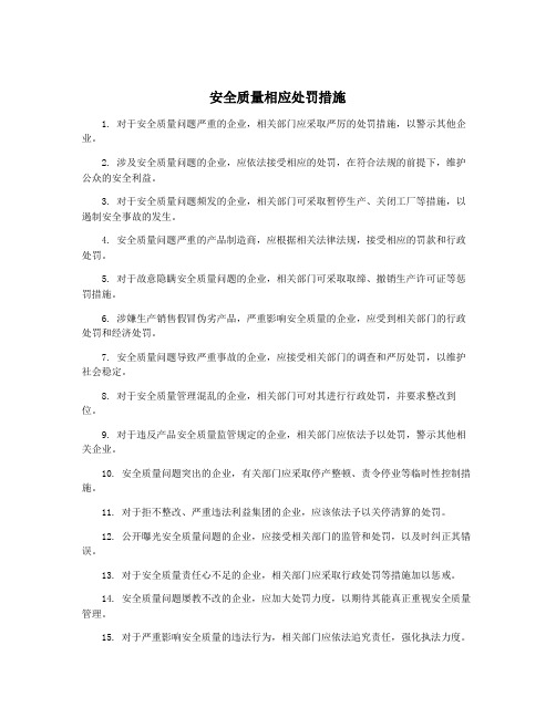 安全质量相应处罚措施