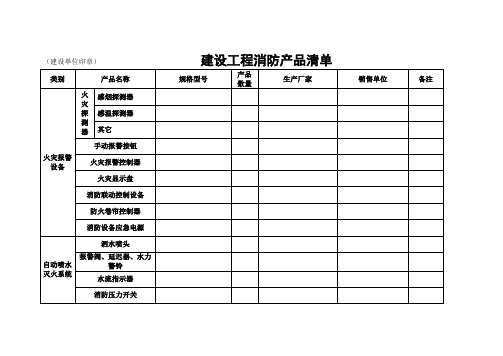 建设工程消防产品清单