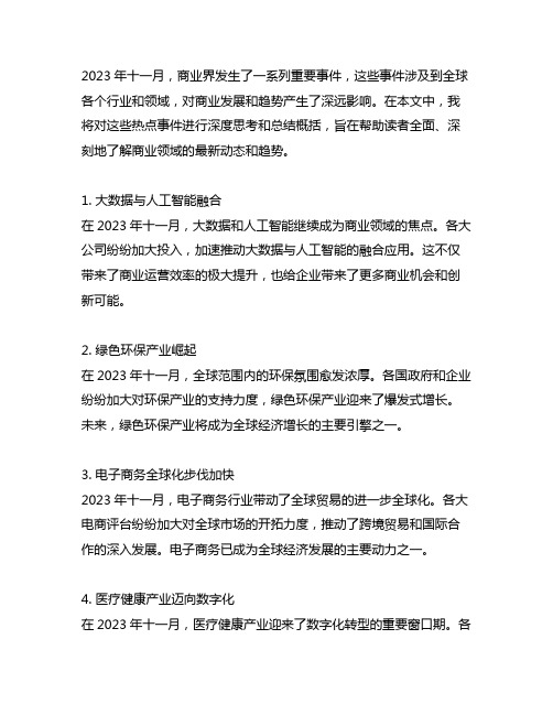 2023十一月商业 热点事件思考总结概括