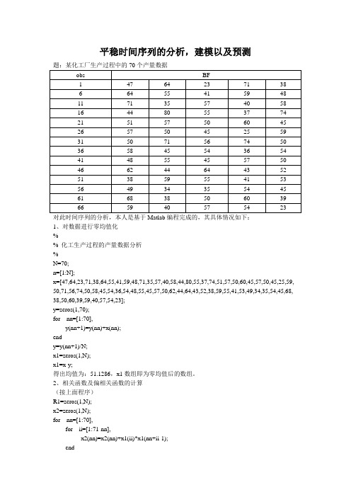 平稳时间序列的分析,建模以及预测