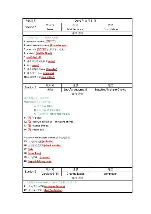 雅思听力真题10年8月