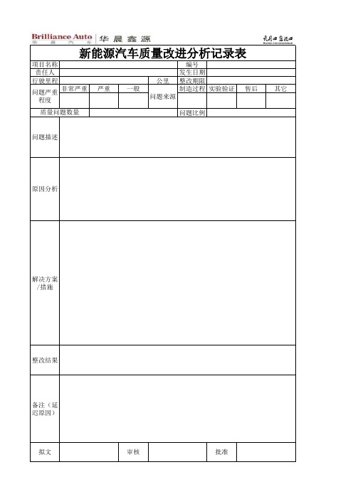 质量问题跟踪表模板