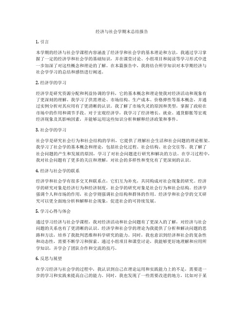 经济与社会学期末总结报告