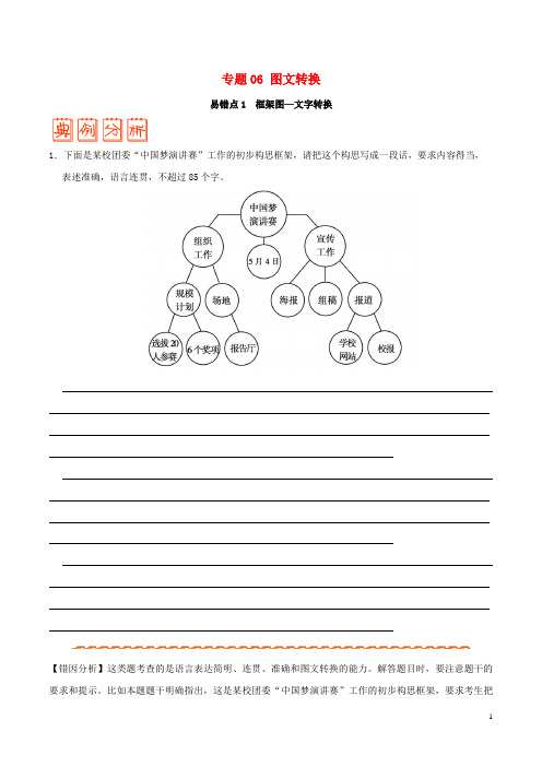 备战2019年高考语文 纠错笔记系列 专题06 图文转换(含解析)