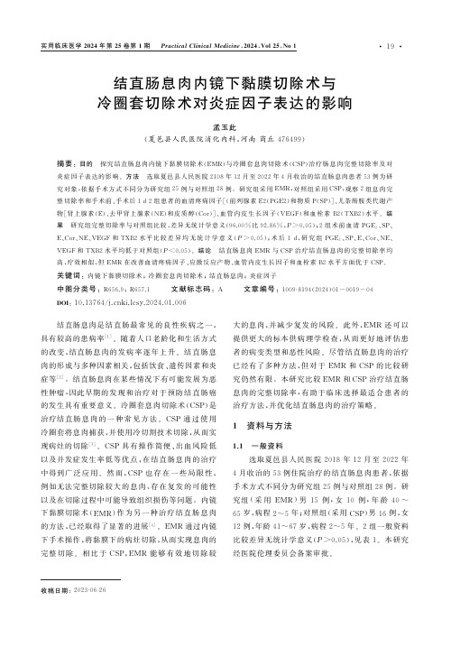 结直肠息肉内镜下黏膜切除术与冷圈套切除术对炎症因子表达的影响