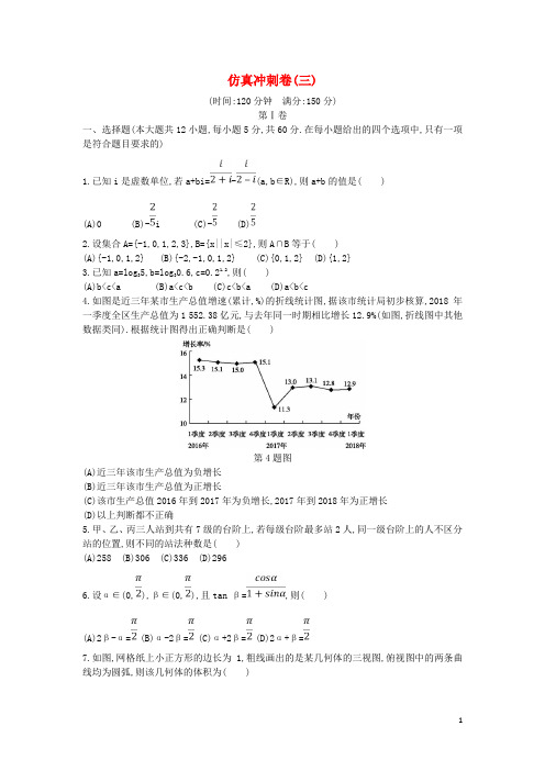 2019届高考数学二轮复习仿真冲刺卷三理