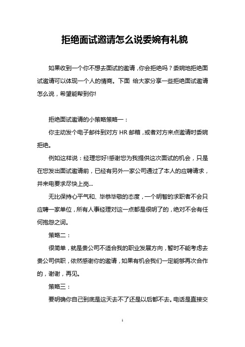 拒绝面试邀请怎么说委婉有礼貌