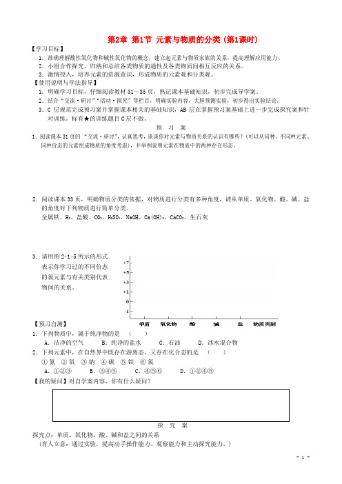 高中化学 第2章 第1节 元素与物质的分类(第1课时)学案 鲁科版必修1