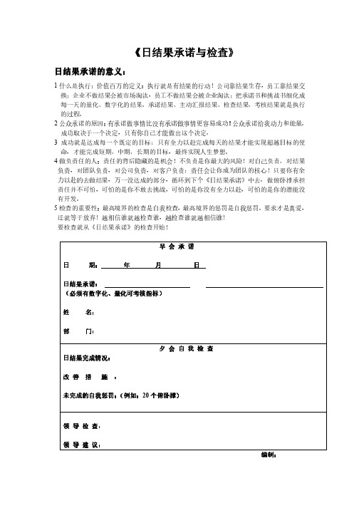 日结果承诺与检查表