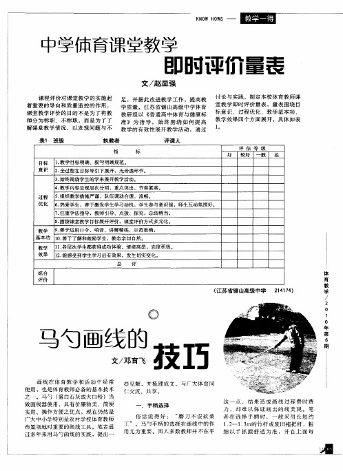 中学体育课堂教学即时评价量表